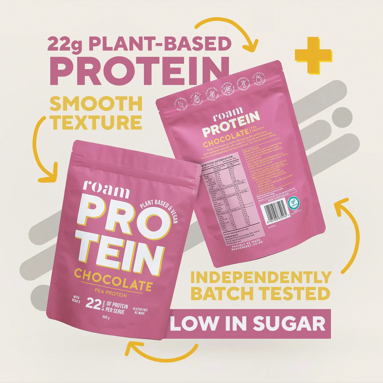 Chocolate Plant Protein Low FODMAP Low Sugar Roam
