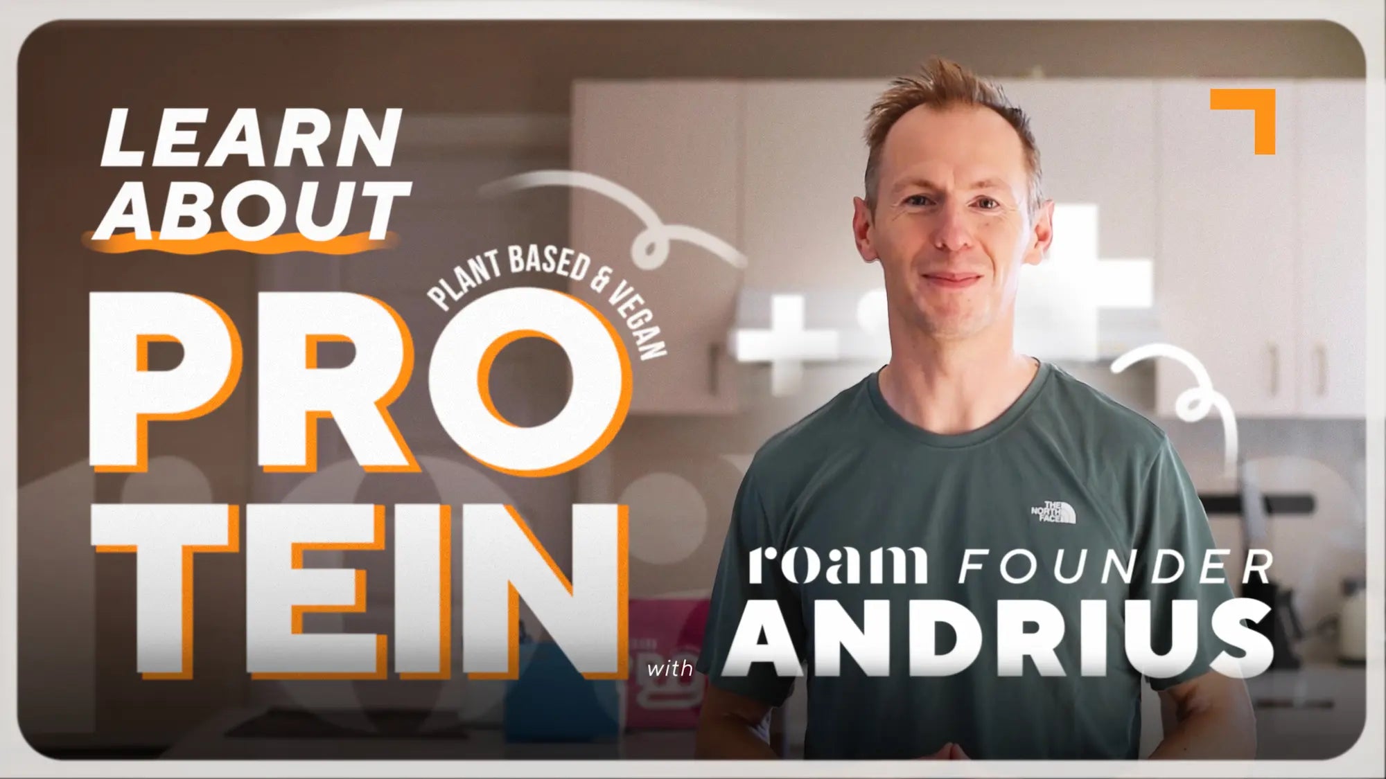 Roam Founder stands in kitchen and explains Roam Protein