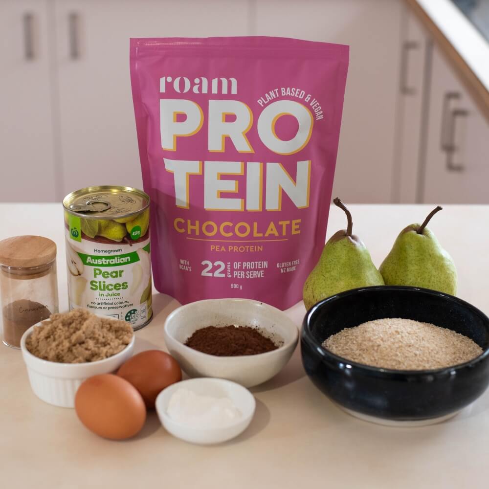 Roam Vegan Protein Chocolate and Pear Loaf Ingredients