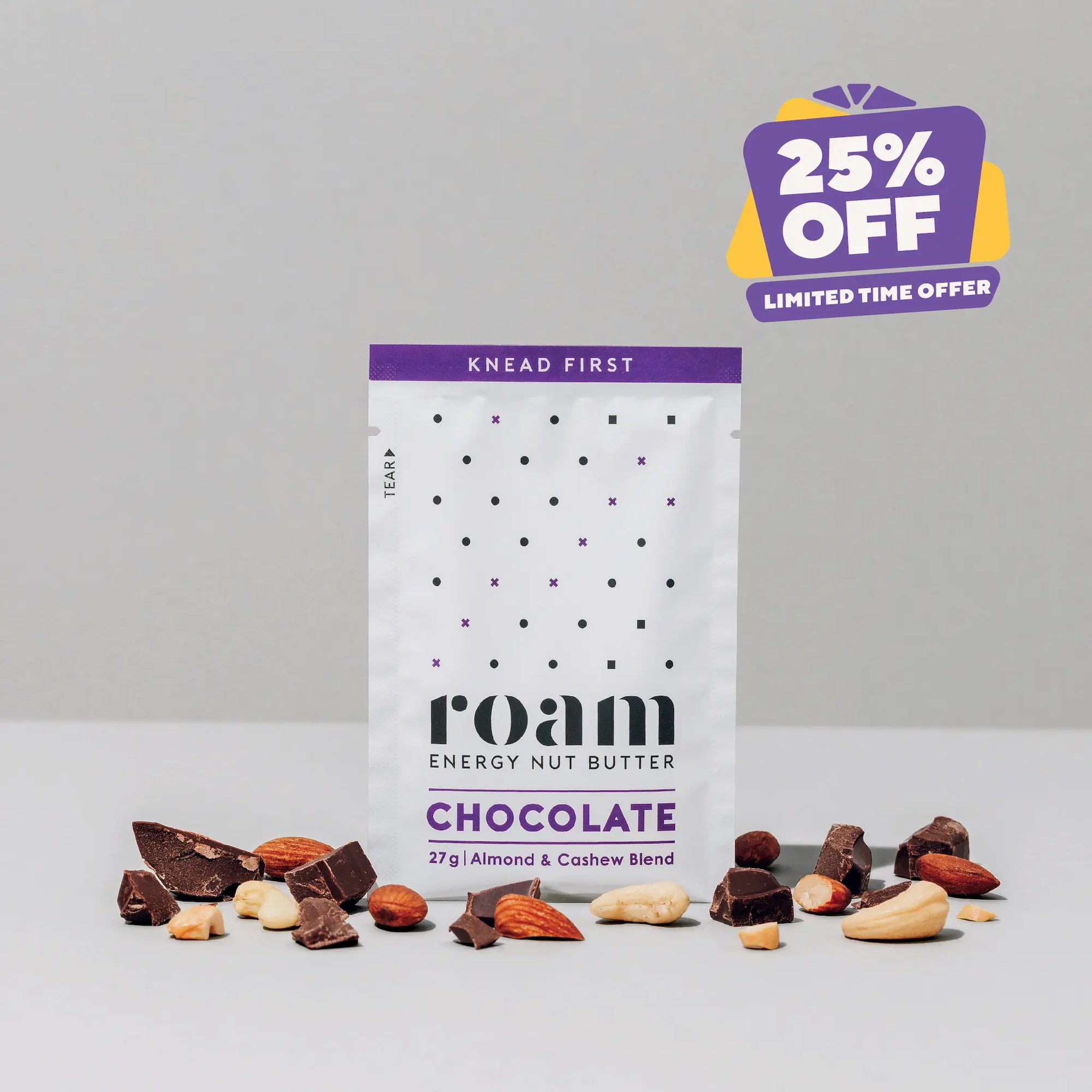 Roam Chocolate Energy Nut Butter | 3 15 30 Pack | Vegan