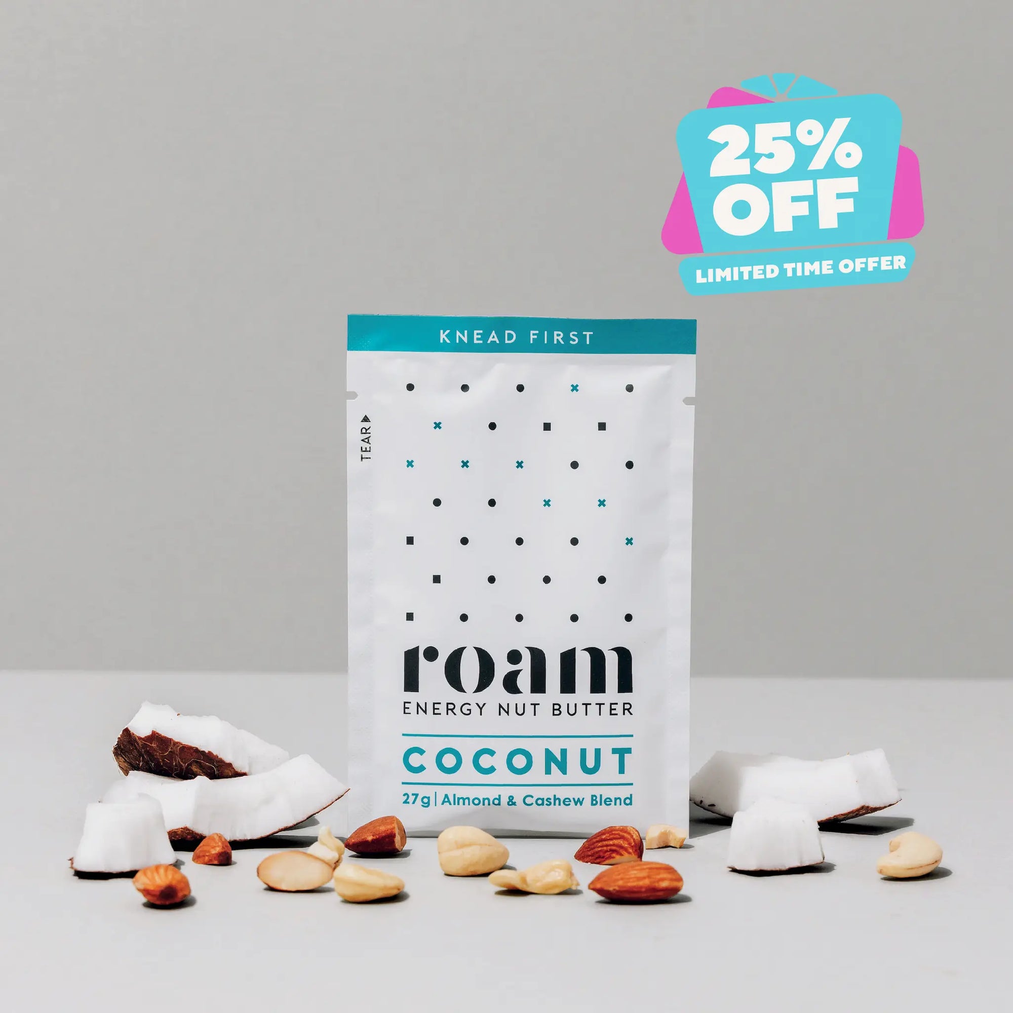 Roam Coconut Energy Nut Butter | 3 15 30 Pack | Vegan Keto Friendly Snack