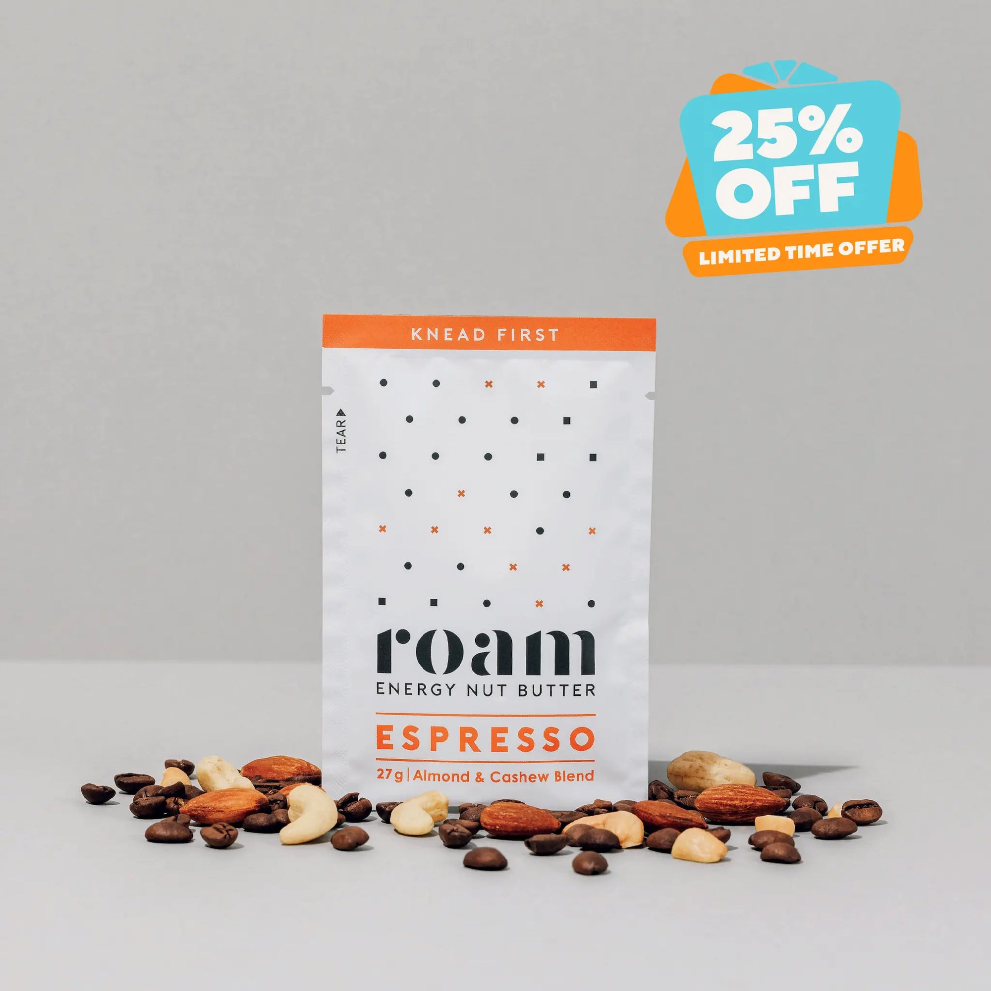 Roam Espresso Energy Nut Butter | 3 15 30 Pack | Vegan