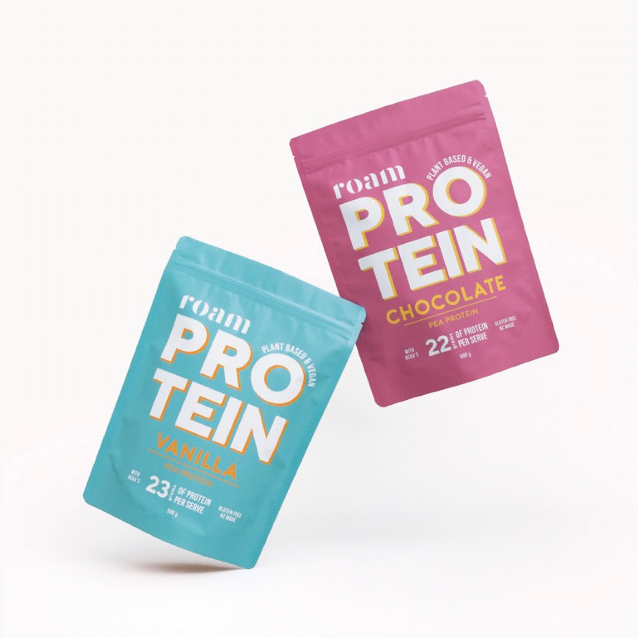 Roam Plant Based Pea Protein Packets Chocolate and Vanilla