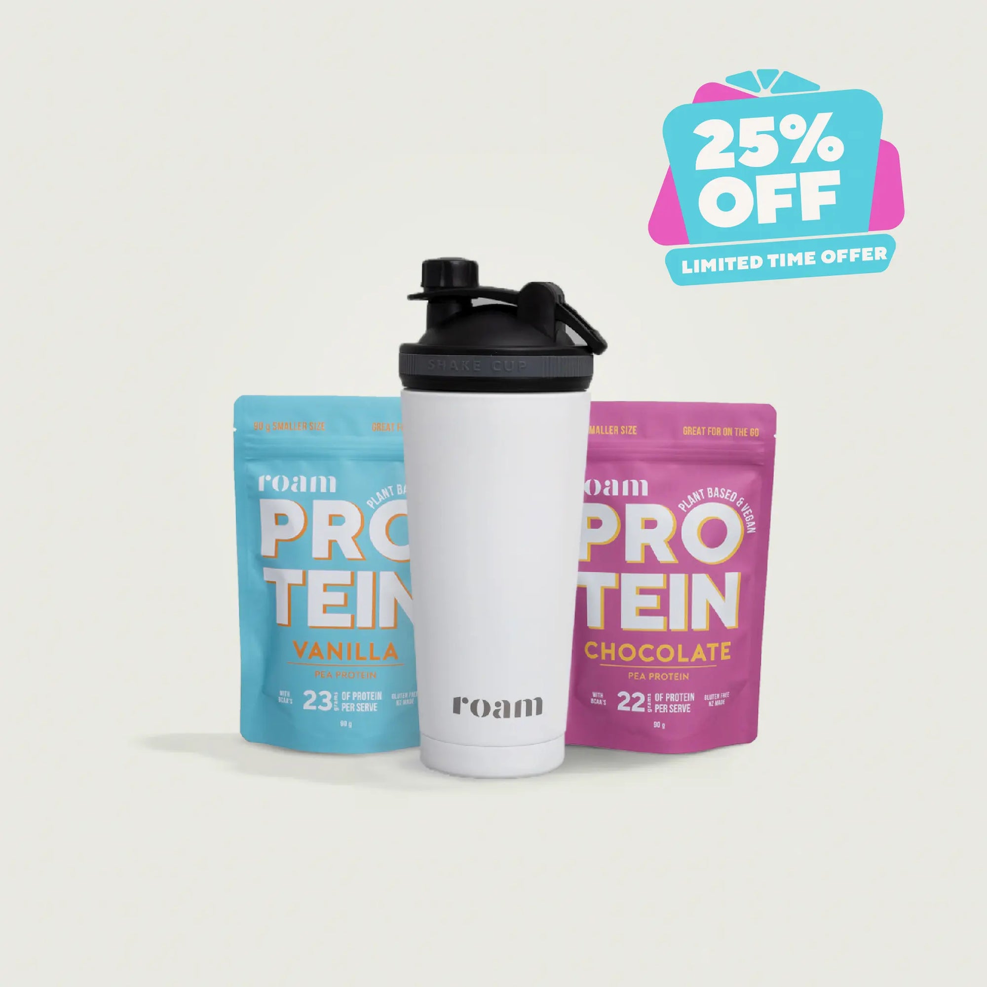 Double wall insulated Protein Shaker and Vegan Protein Sample Sizes | Roam