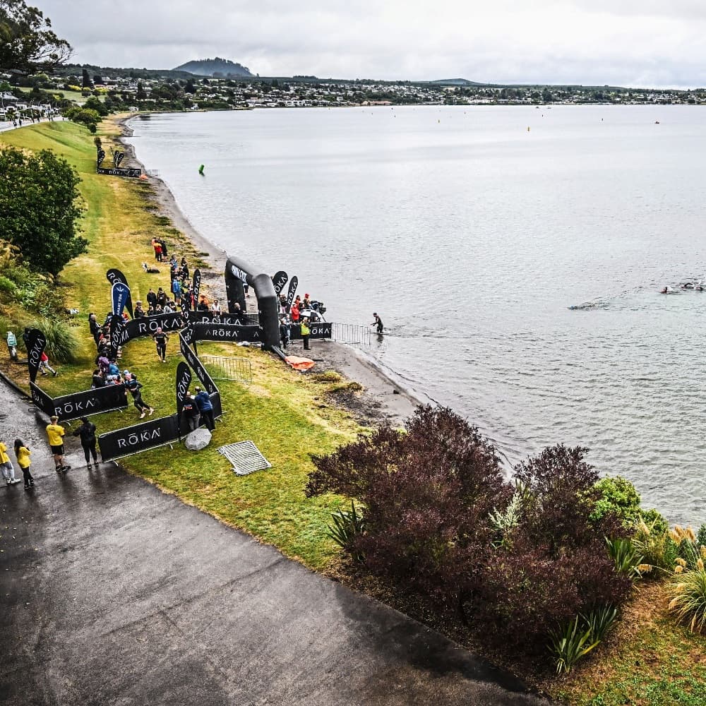 Triathletes Swimming Ironman Taupo 70.3